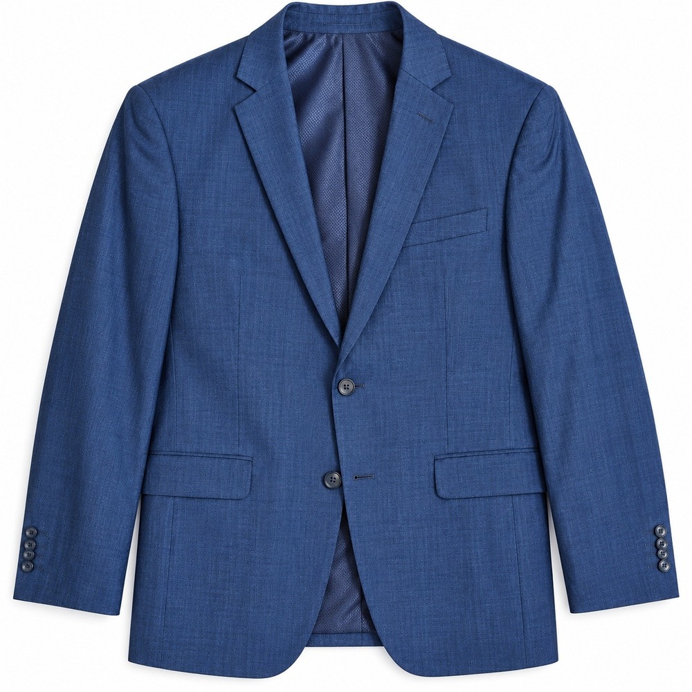Bocaccio Uomo Mens Blue Two Button Blazer Suit Jacket Textured Notch Lapel 40R